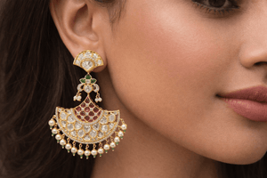 Kundan Earrings 07602 - KRISHNA'S SWETA JEWELLERY