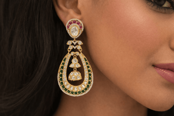 Kundan Earrings 07603 - KRISHNA'S SWETA JEWELLERY