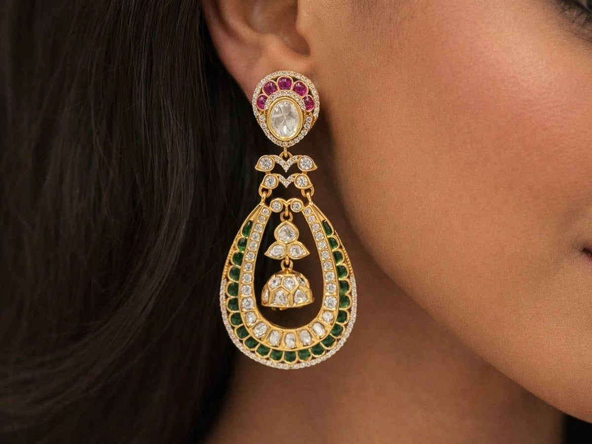 Kundan Earrings 07603 - KRISHNA'S SWETA JEWELLERY