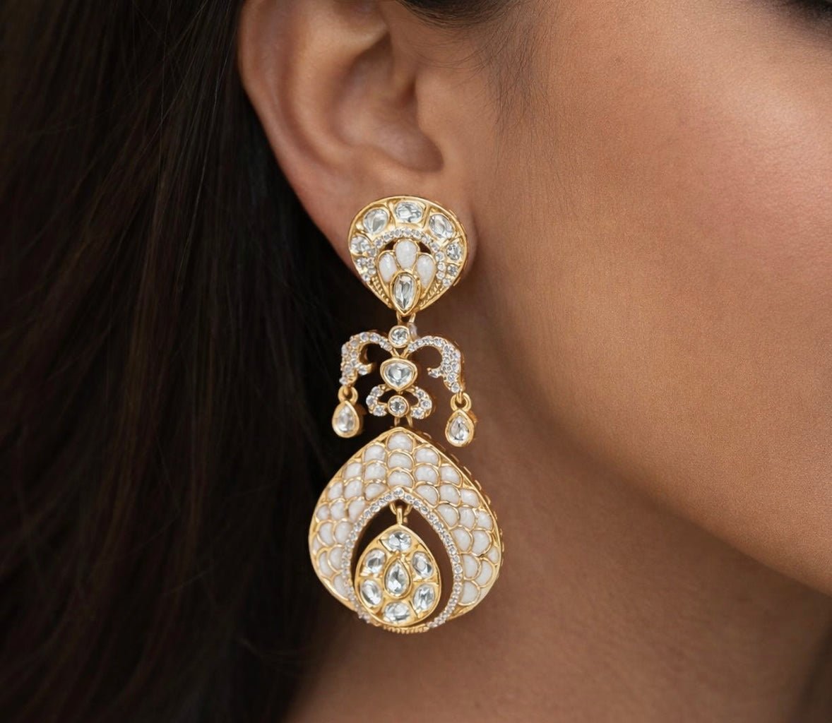 Kundan Earrings 07604 - KRISHNA'S SWETA JEWELLERY