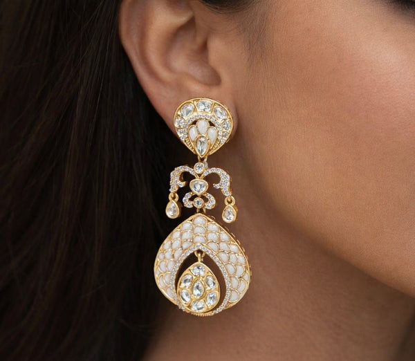 Kundan Earrings 07604 - KRISHNA'S SWETA JEWELLERY