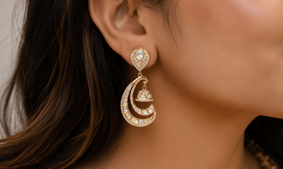 Kundan Earrings 07605 - KRISHNA'S SWETA JEWELLERY