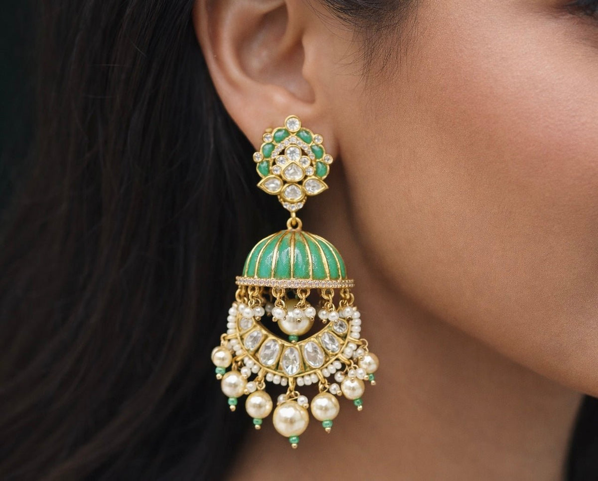 Kundan Earrings 07606 - KRISHNA'S SWETA JEWELLERY