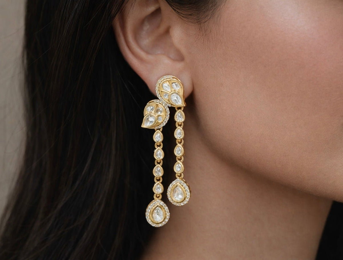 Kundan Earrings 07607 - KRISHNA'S SWETA JEWELLERY