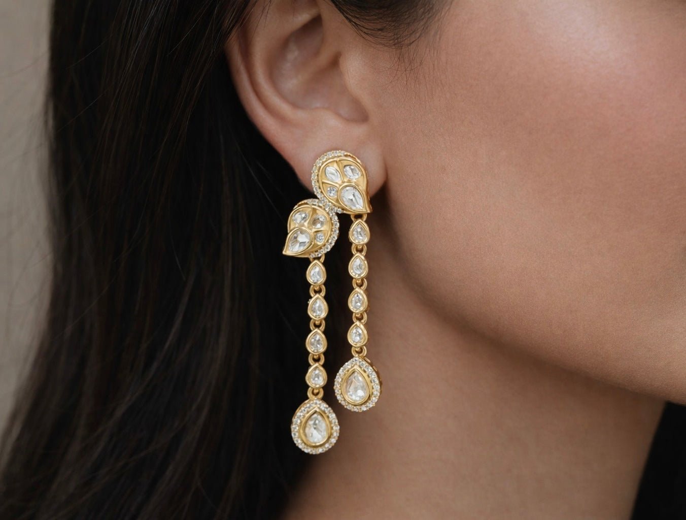 Kundan Earrings 07607 - KRISHNA'S SWETA JEWELLERY