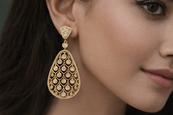 Kundan Earrings 07608 - KRISHNA'S SWETA JEWELLERY