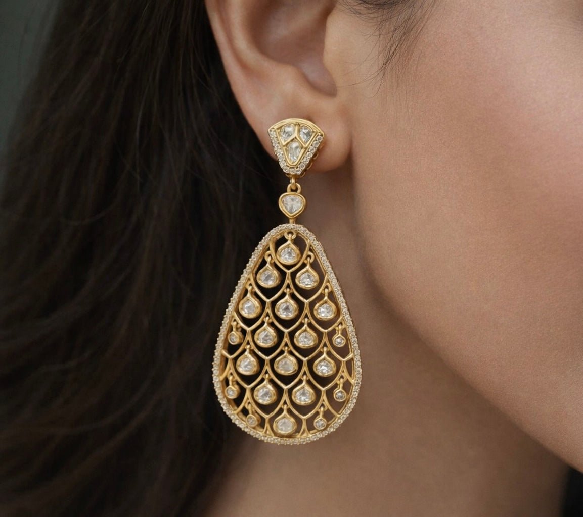 Kundan Earrings 07608 - KRISHNA'S SWETA JEWELLERY