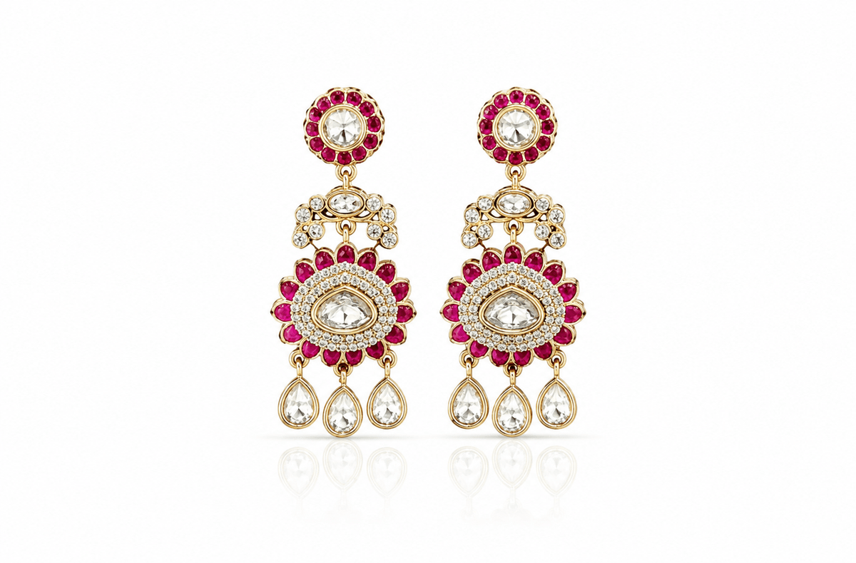 Kundan Earrings 07609 - KRISHNA'S SWETA JEWELLERY