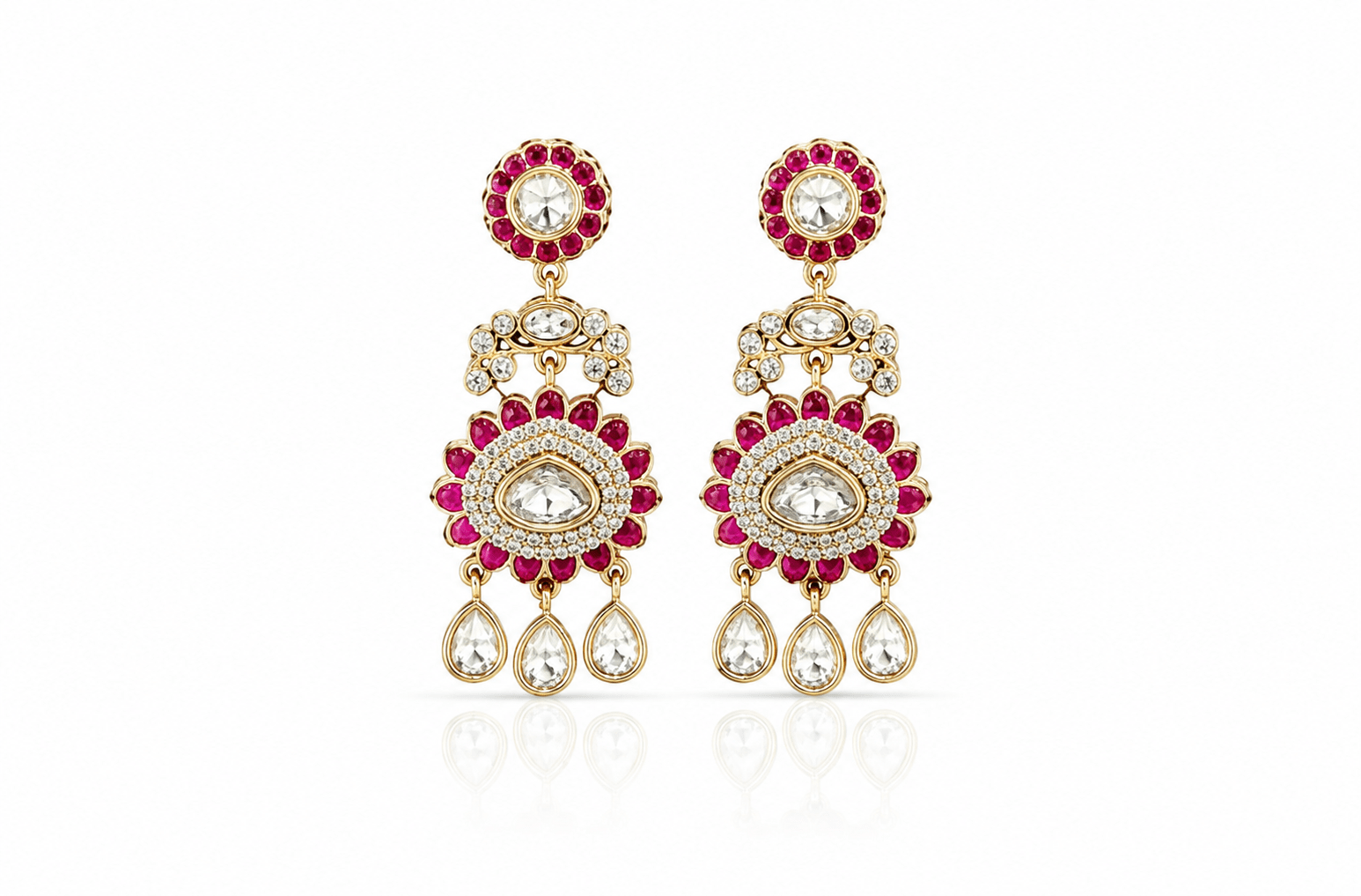 Kundan Earrings 07609 - KRISHNA'S SWETA JEWELLERY