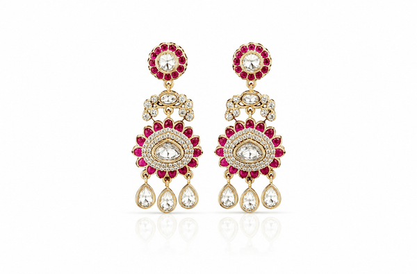 Kundan Earrings 07609 - KRISHNA'S SWETA JEWELLERY