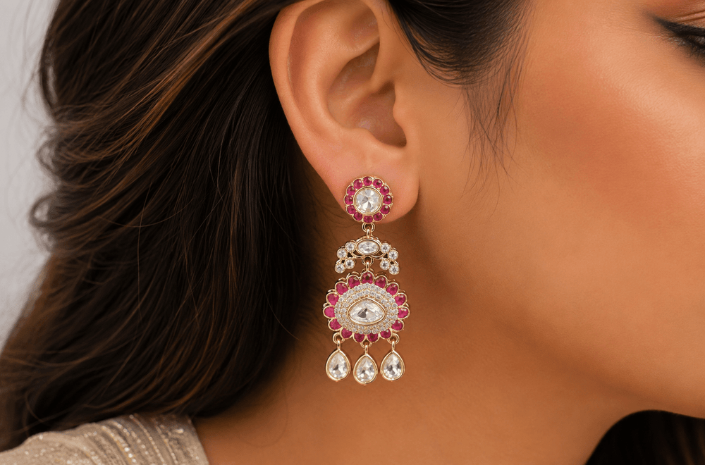 Kundan Earrings 07609 - KRISHNA'S SWETA JEWELLERY