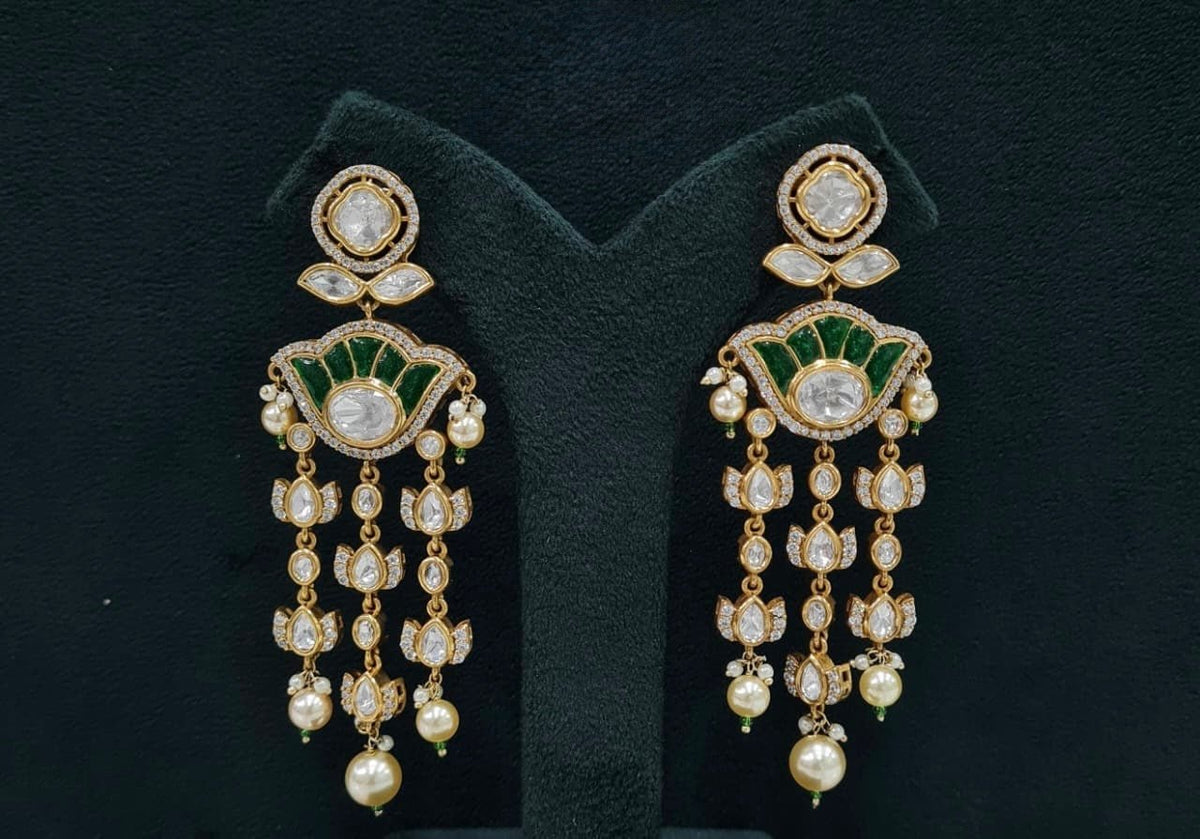 Kundan Earrings 07641 - KRISHNA'S SWETA JEWELLERY