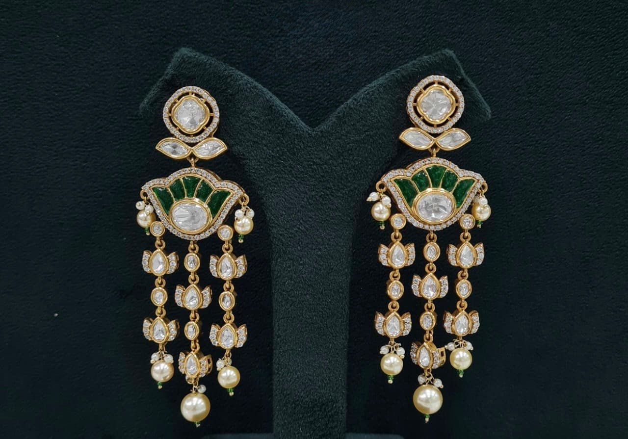 Kundan Earrings 07641 - KRISHNA'S SWETA JEWELLERY