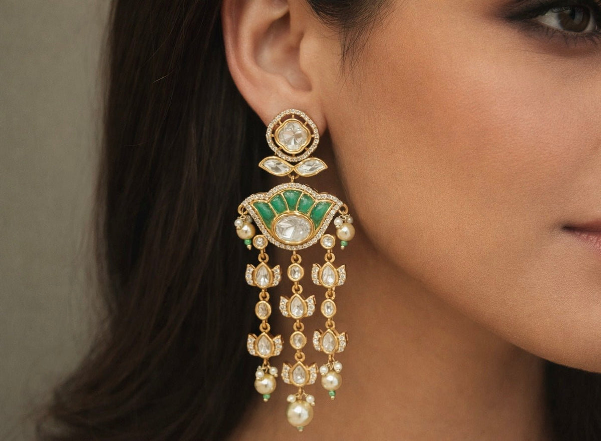 Kundan Earrings 07641 - KRISHNA'S SWETA JEWELLERY