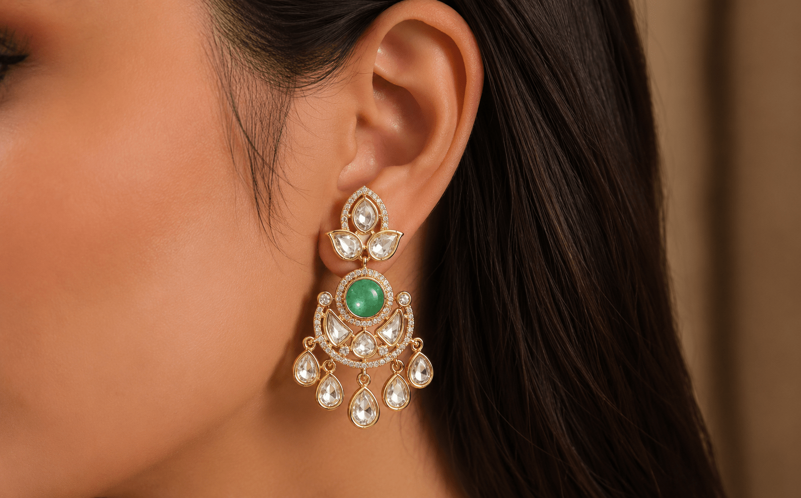 Kundan Earrings 08897 - KRISHNA'S SWETA JEWELLERY