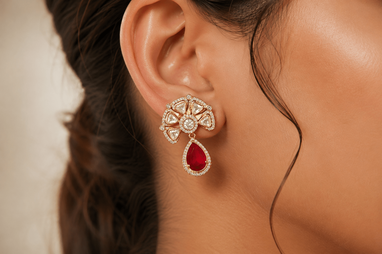 Kundan Earrings 09254 - KRISHNA'S SWETA JEWELLERY