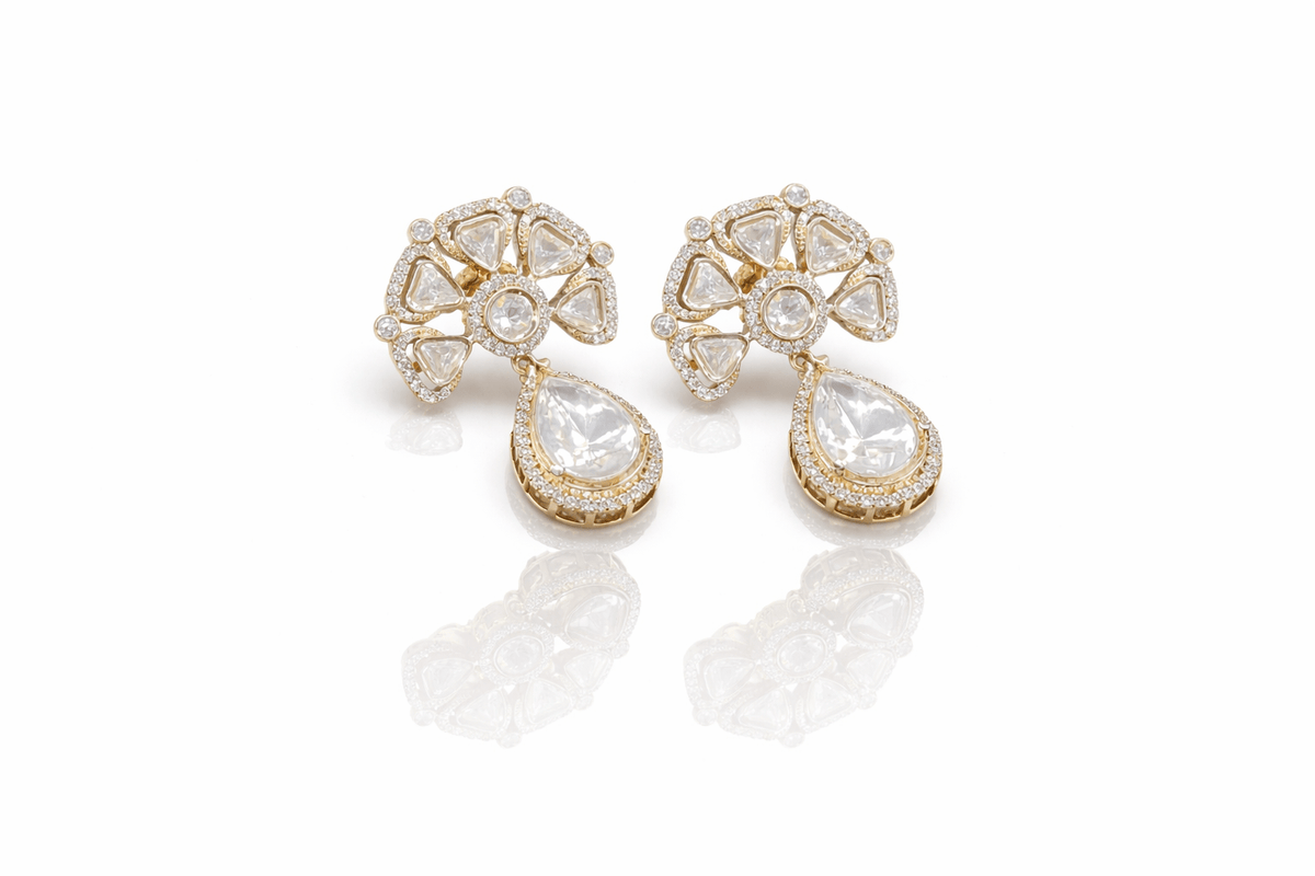 Kundan Earrings 09254 - KRISHNA'S SWETA JEWELLERY