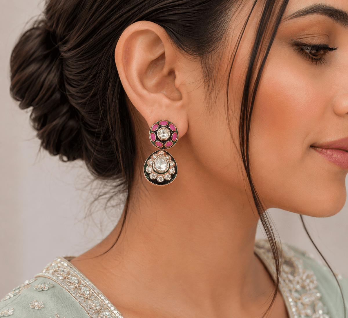 Kundan Earrings 09465 - KRISHNA'S SWETA JEWELLERY