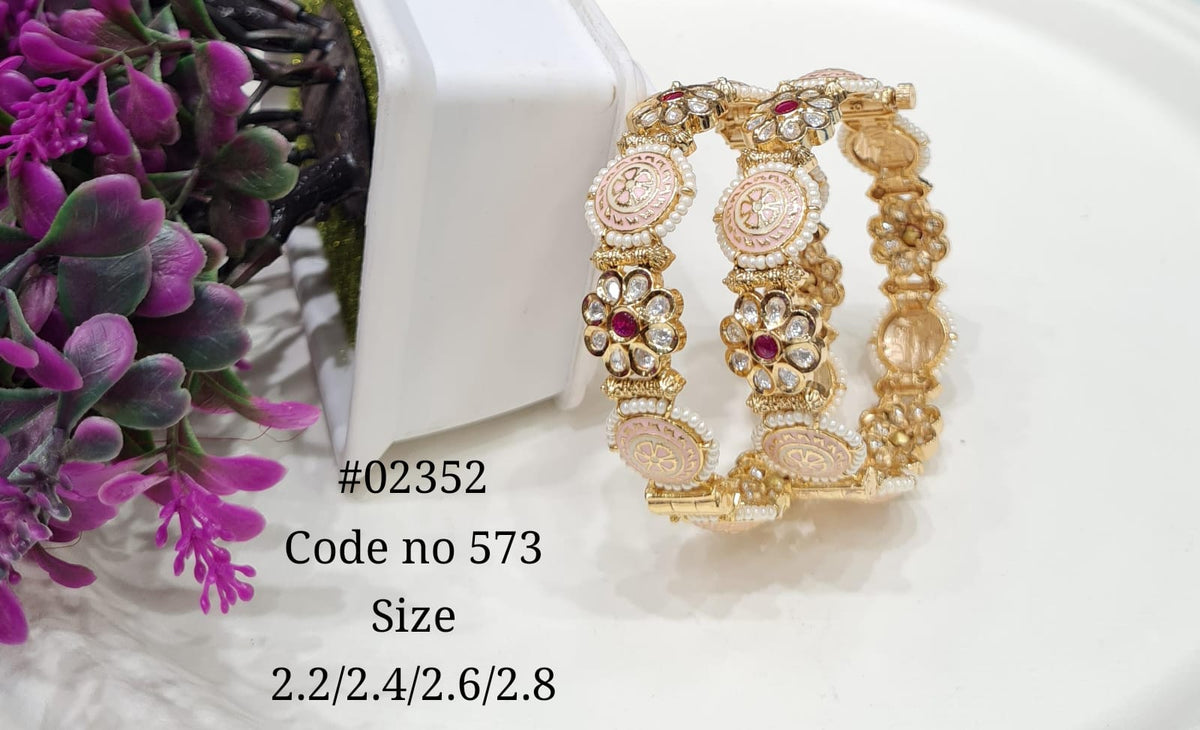 Kundan Enamel Bangles 02352 - KRISHNA'S SWETA JEWELLERY