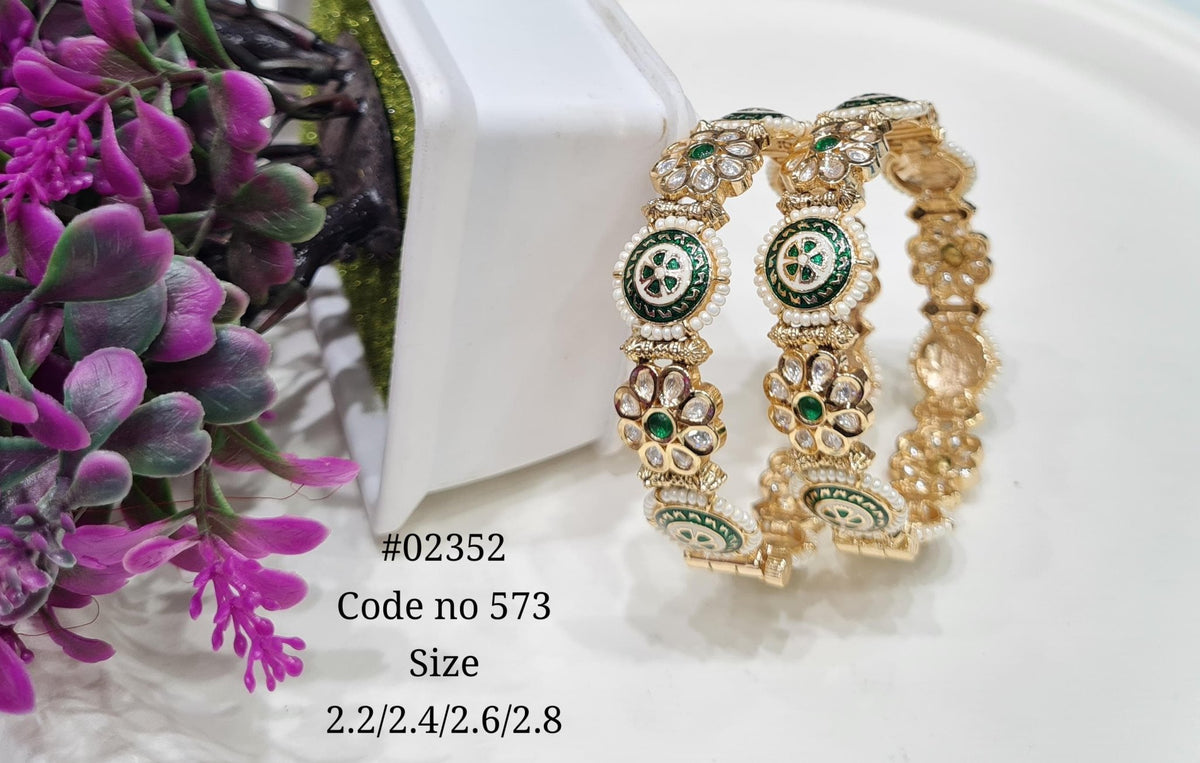 Kundan Enamel Bangles 02352 - KRISHNA'S SWETA JEWELLERY
