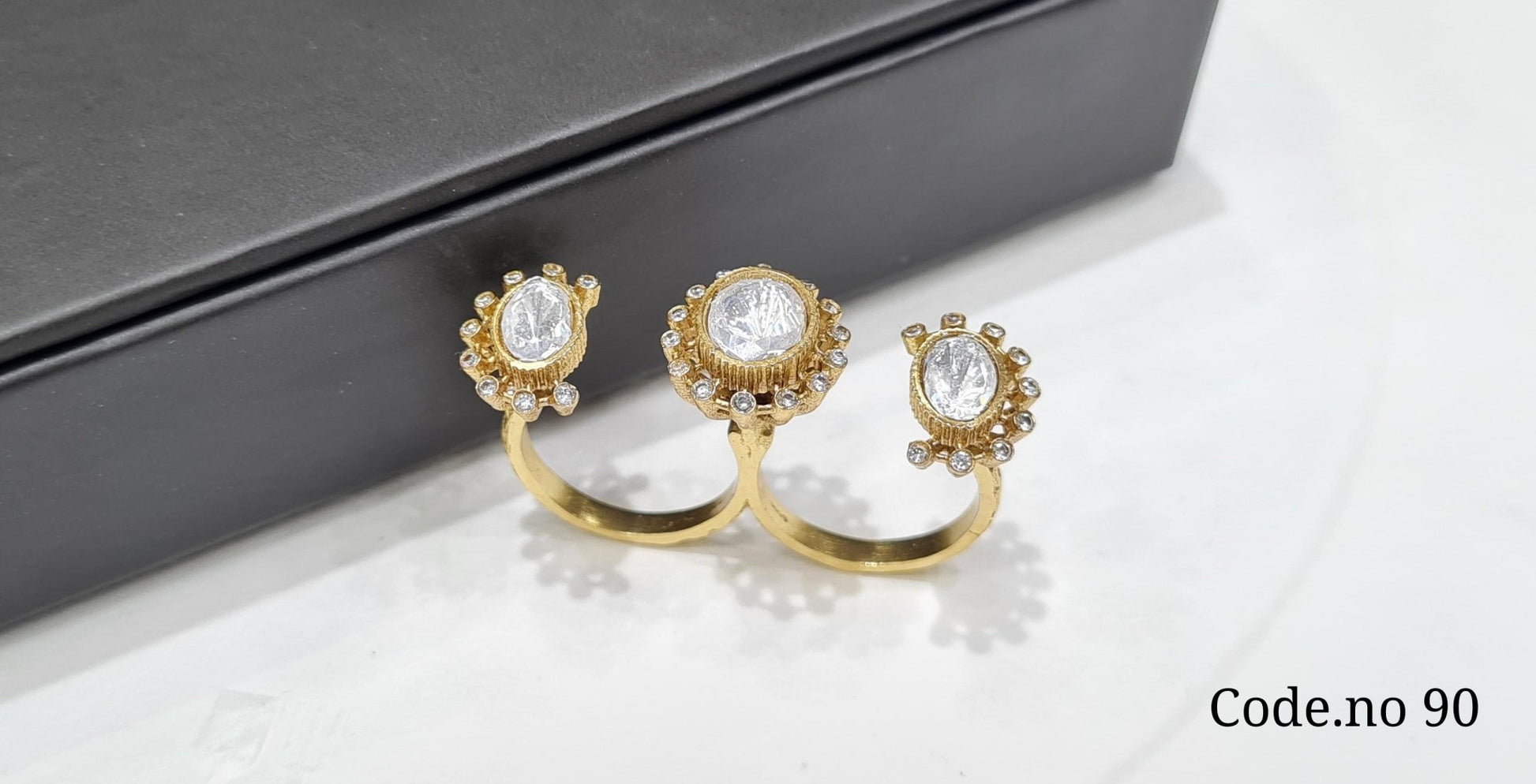 Kundan Fingerring 00064 - KRISHNA'S SWETA JEWELLERY