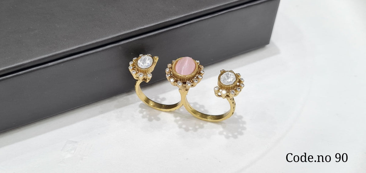 Kundan Fingerring 00064 - KRISHNA'S SWETA JEWELLERY