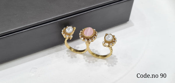 Kundan Fingerring 00064 - KRISHNA'S SWETA JEWELLERY