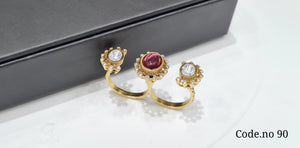 Kundan Fingerring 00064 - KRISHNA'S SWETA JEWELLERY