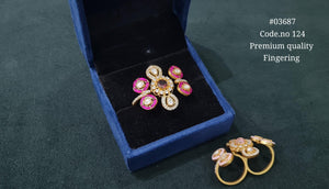 Kundan Fingerring 03687 - KRISHNA'S SWETA JEWELLERY