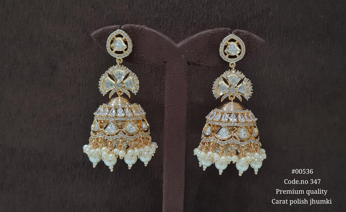 Kundan Jhumka 00536 - KRISHNA'S SWETA JEWELLERY