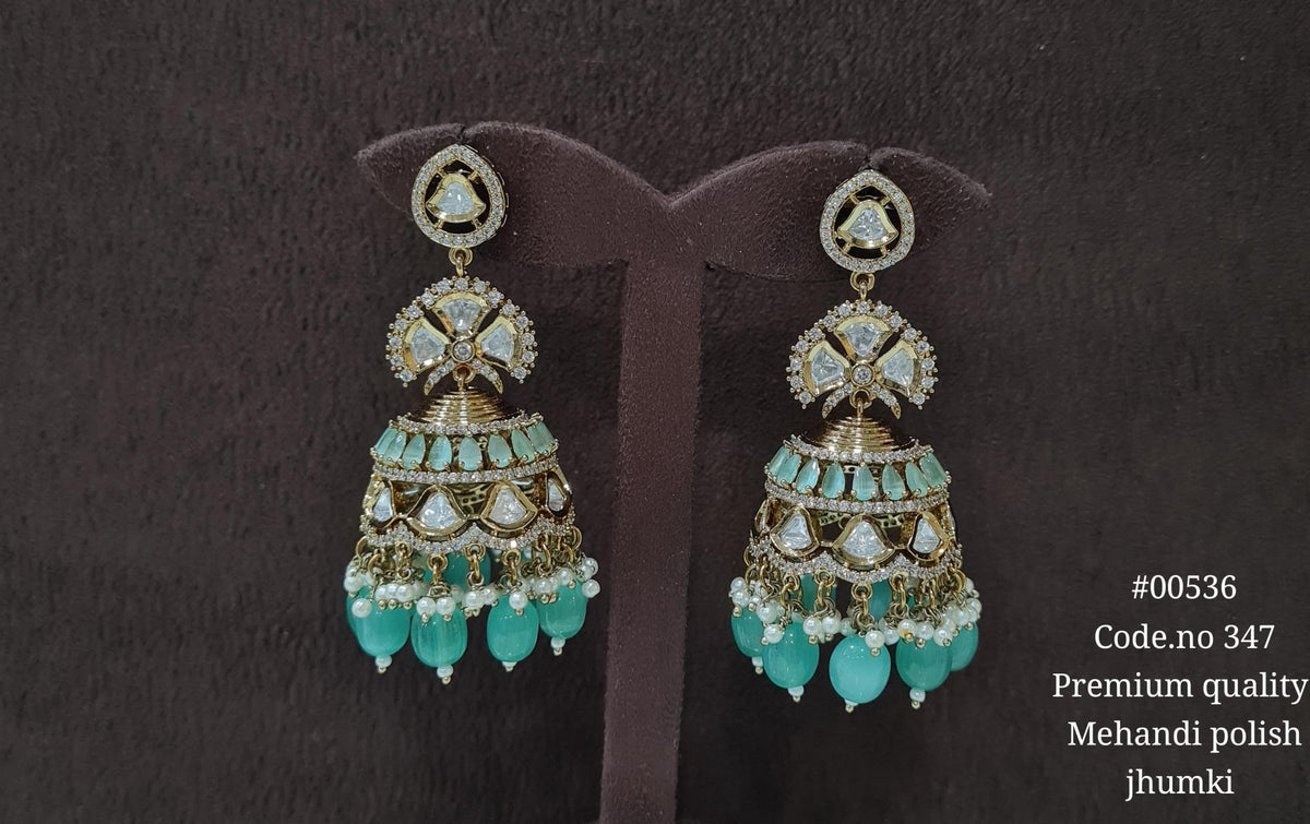 Kundan Jhumka 00536 - KRISHNA'S SWETA JEWELLERY
