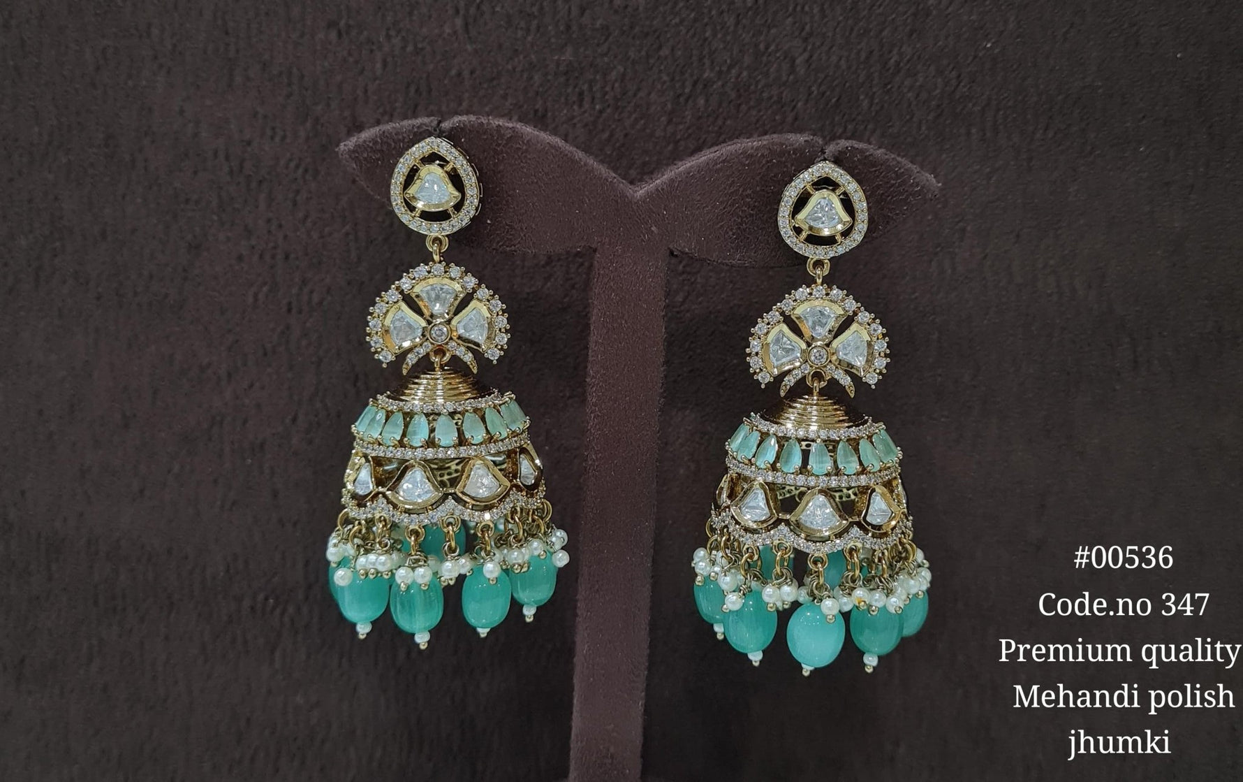 Kundan Jhumka 00536 - KRISHNA'S SWETA JEWELLERY
