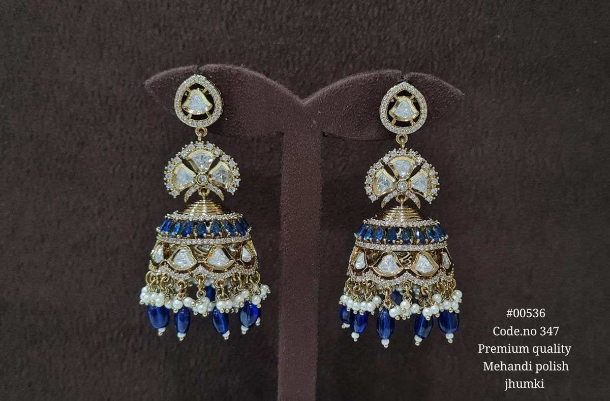 Kundan Jhumka 00536 - KRISHNA'S SWETA JEWELLERY