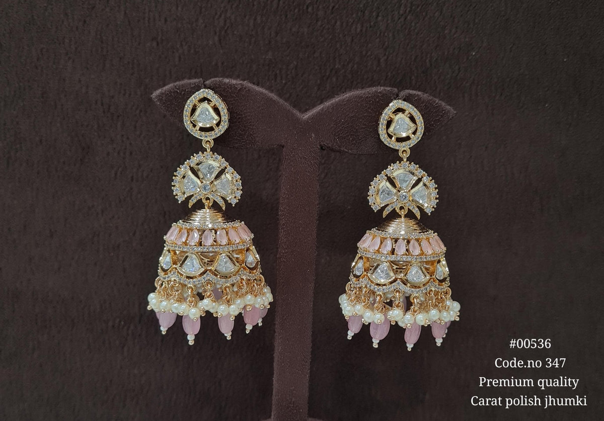 Kundan Jhumka 00536 - KRISHNA'S SWETA JEWELLERY