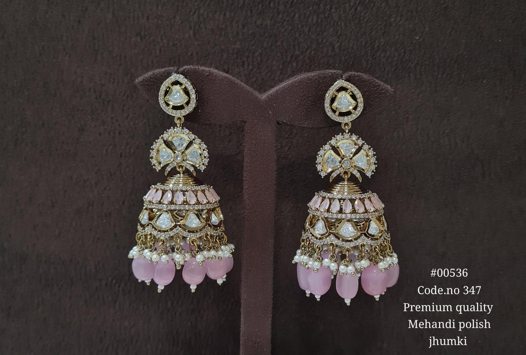 Kundan Jhumka 00536 - KRISHNA'S SWETA JEWELLERY