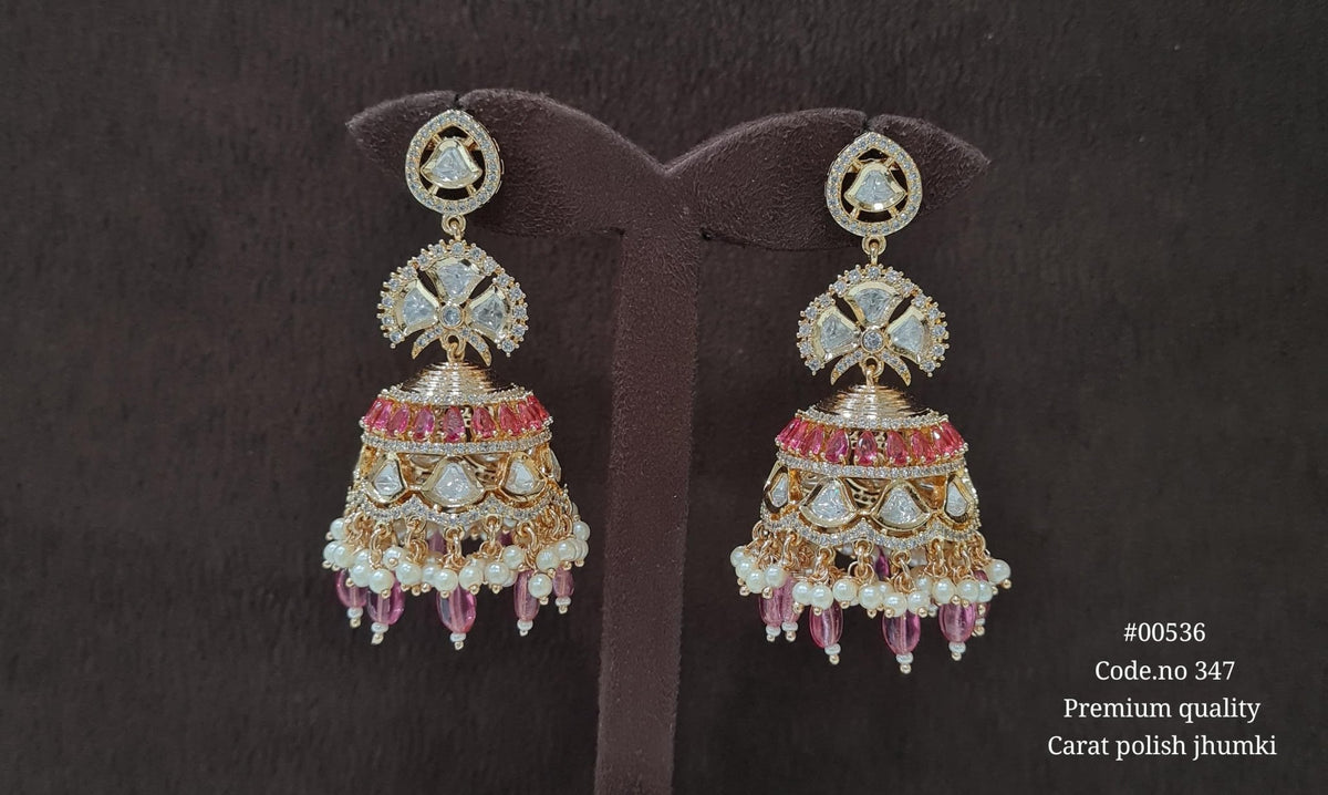 Kundan Jhumka 00536 - KRISHNA'S SWETA JEWELLERY