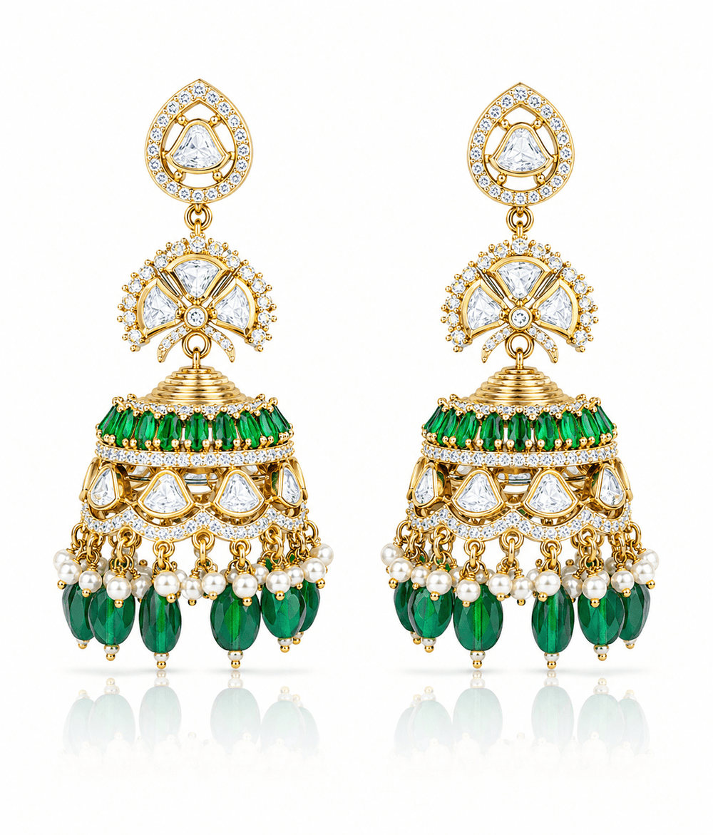 Kundan Jhumka 00536 - KRISHNA'S SWETA JEWELLERY