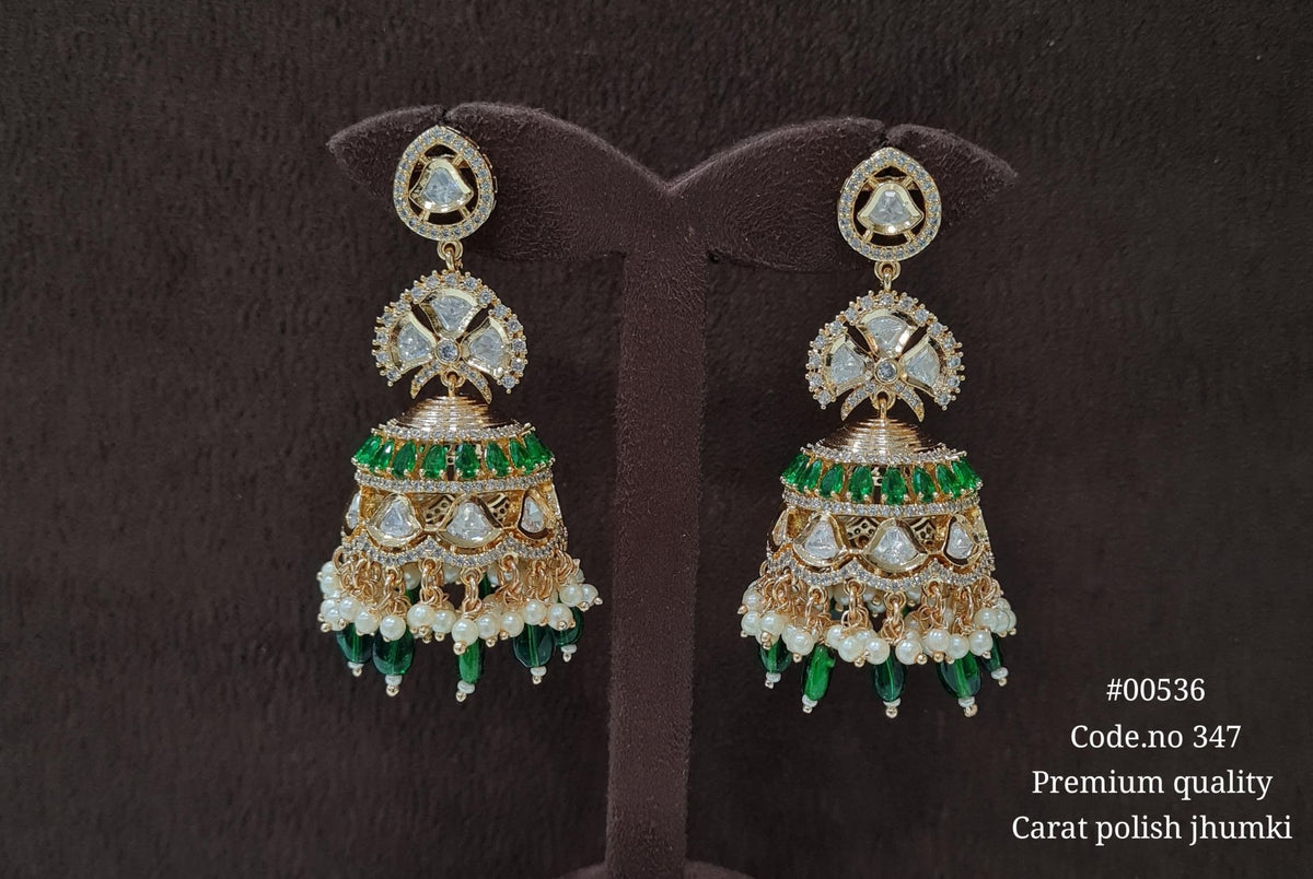 Kundan Jhumka 00536 - KRISHNA'S SWETA JEWELLERY