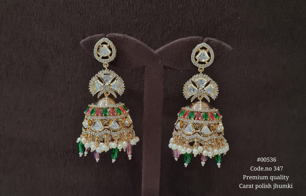 Kundan Jhumka 00536 - KRISHNA'S SWETA JEWELLERY