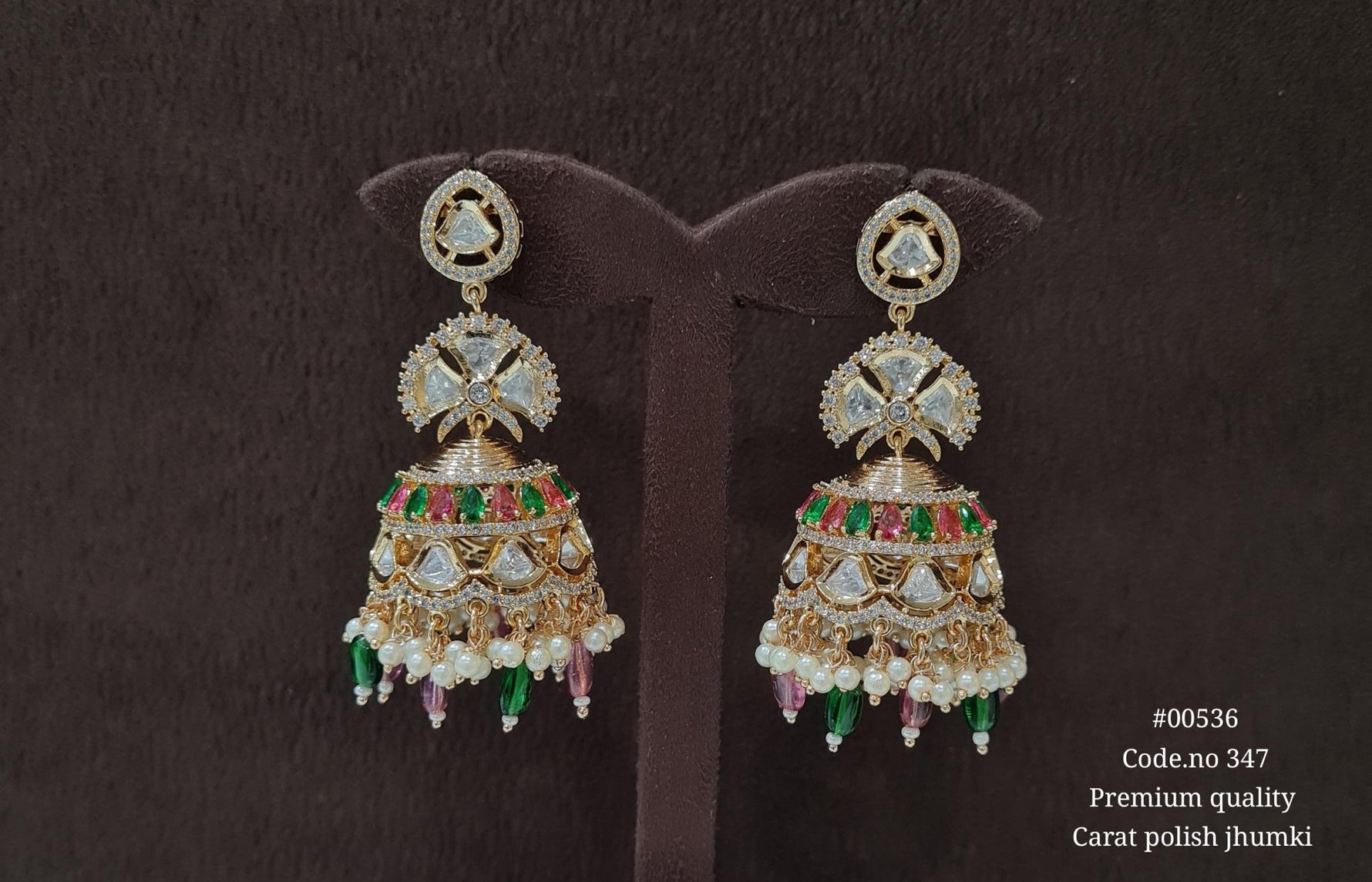 Kundan Jhumka 00536 - KRISHNA'S SWETA JEWELLERY