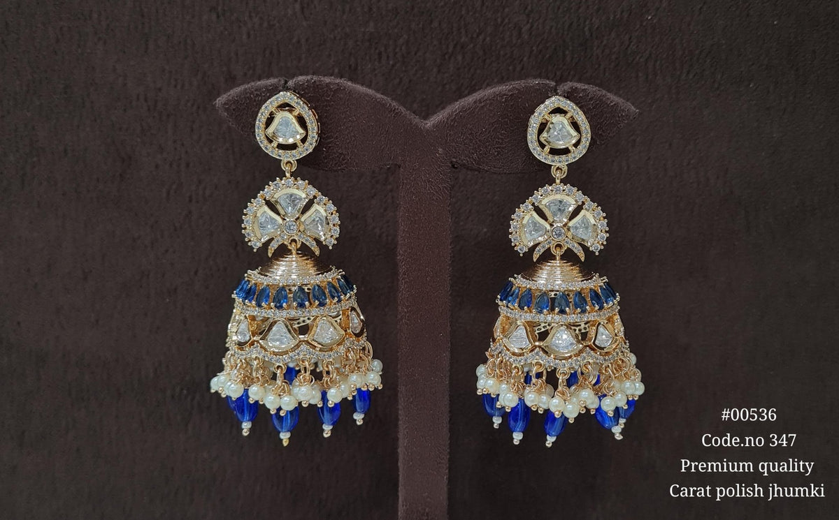 Kundan Jhumka 00536 - KRISHNA'S SWETA JEWELLERY