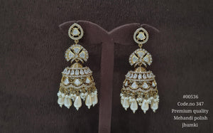 Kundan Jhumka 00536 - KRISHNA'S SWETA JEWELLERY