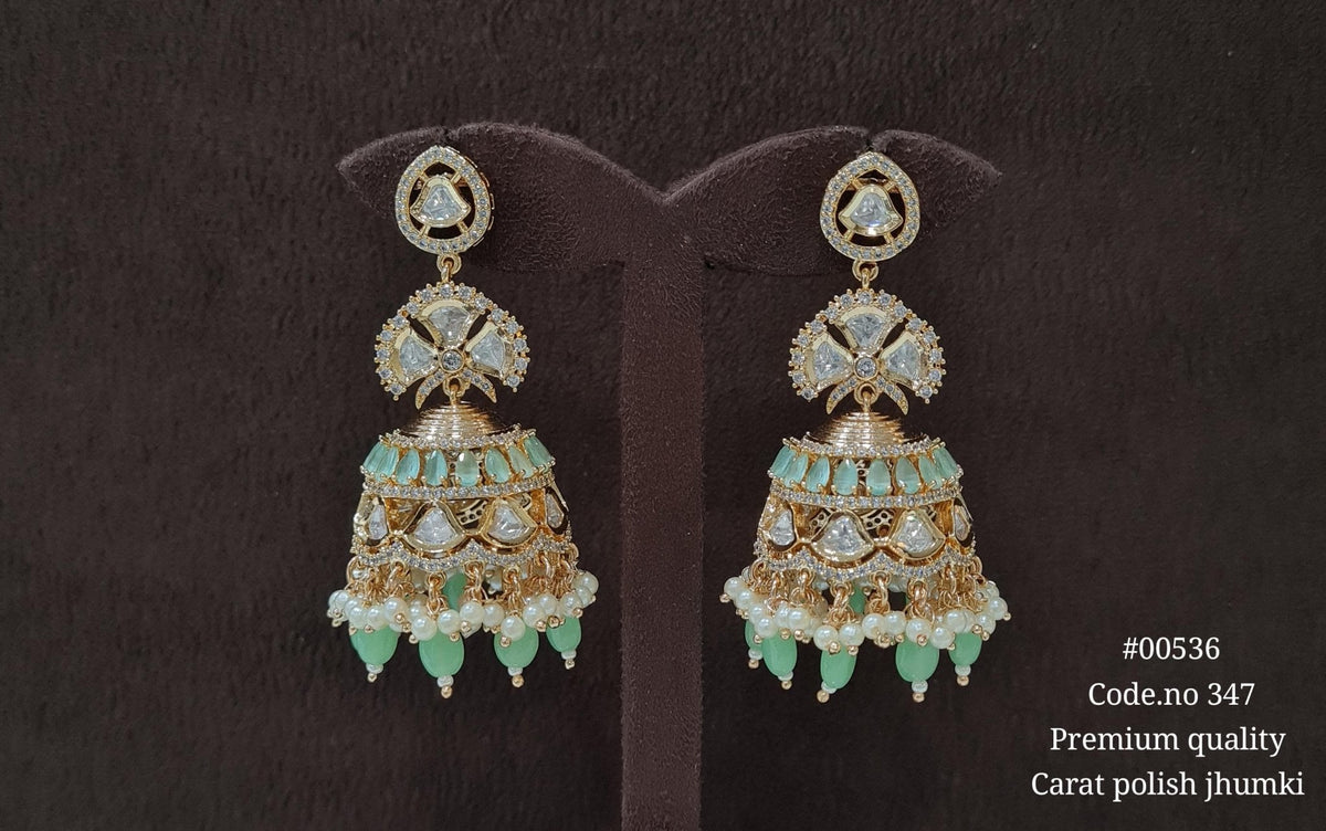 Kundan Jhumka 00536 - KRISHNA'S SWETA JEWELLERY