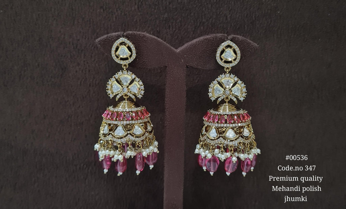 Kundan Jhumka 00536 - KRISHNA'S SWETA JEWELLERY