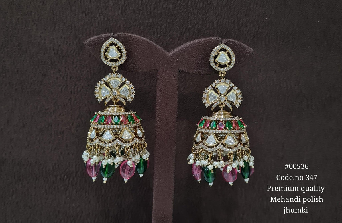 Kundan Jhumka 00536 - KRISHNA'S SWETA JEWELLERY