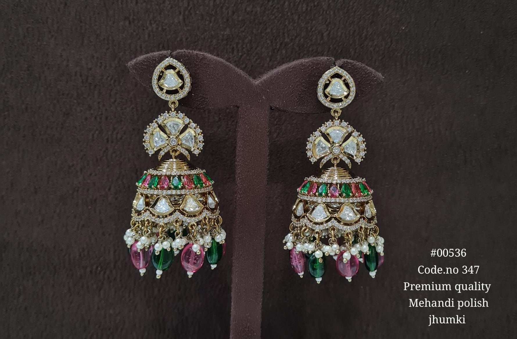 Kundan Jhumka 00536 - KRISHNA'S SWETA JEWELLERY