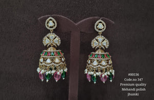 Kundan Jhumka 00536 - KRISHNA'S SWETA JEWELLERY