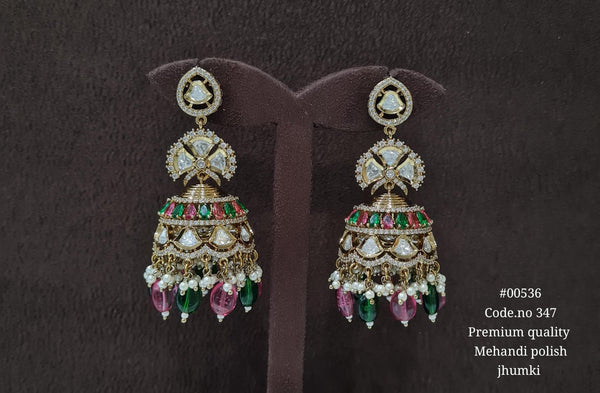 Kundan Jhumka 00536 - KRISHNA'S SWETA JEWELLERY