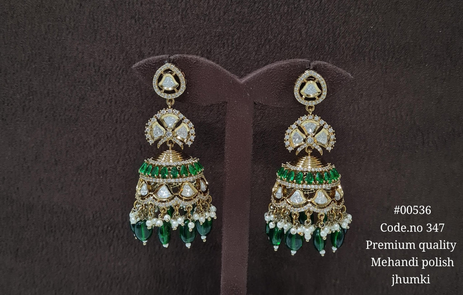Kundan Jhumka 00536 - KRISHNA'S SWETA JEWELLERY