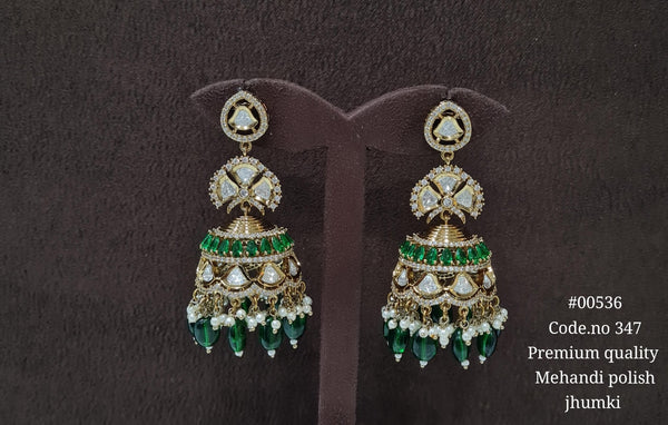 Kundan Jhumka 00536 - KRISHNA'S SWETA JEWELLERY